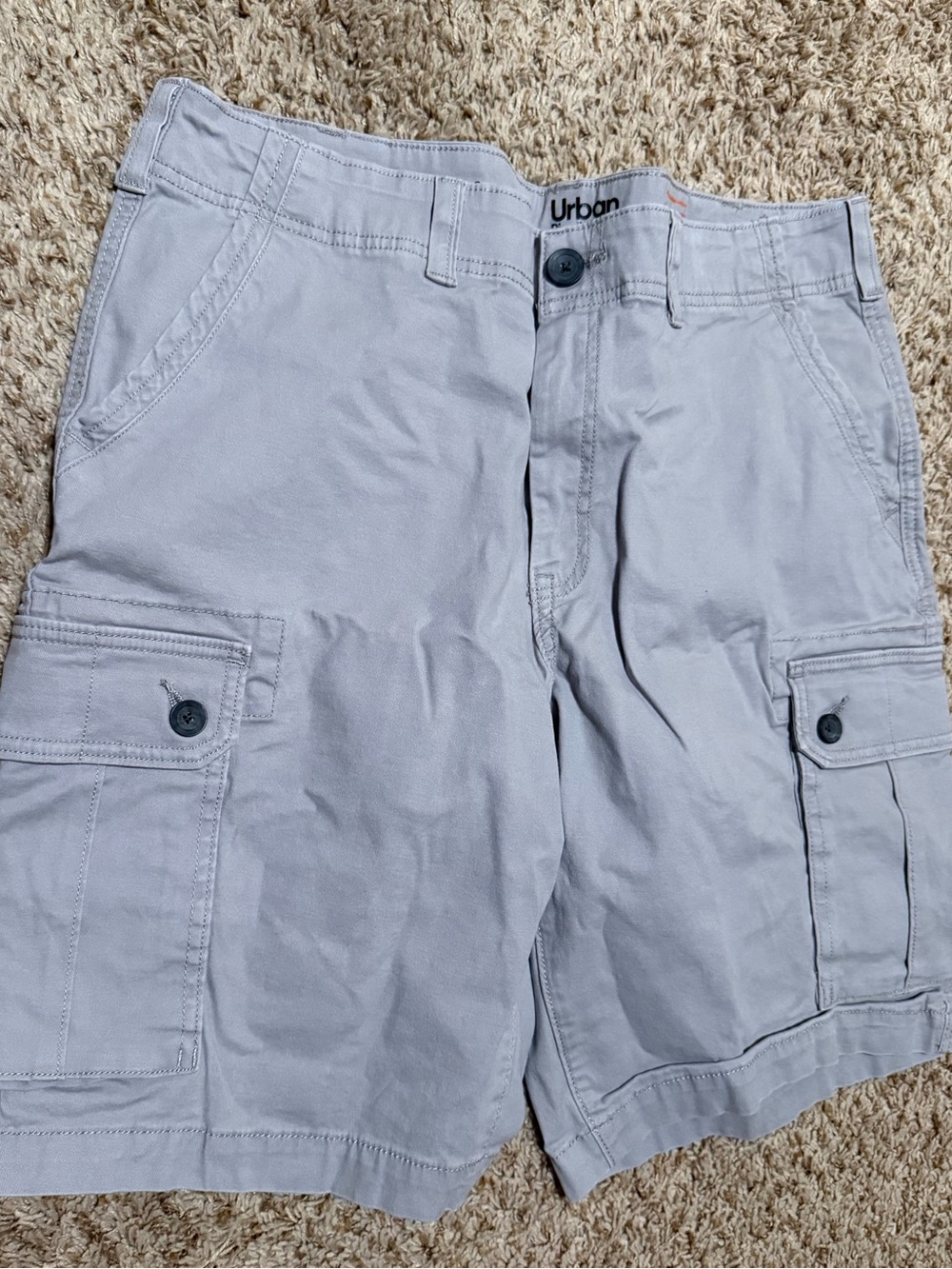 urban pipeline Light Gray Men's Cargo Shorts with Buttoned Pockets